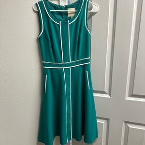 ModCloth Teal A-Line Dress with White Piping
